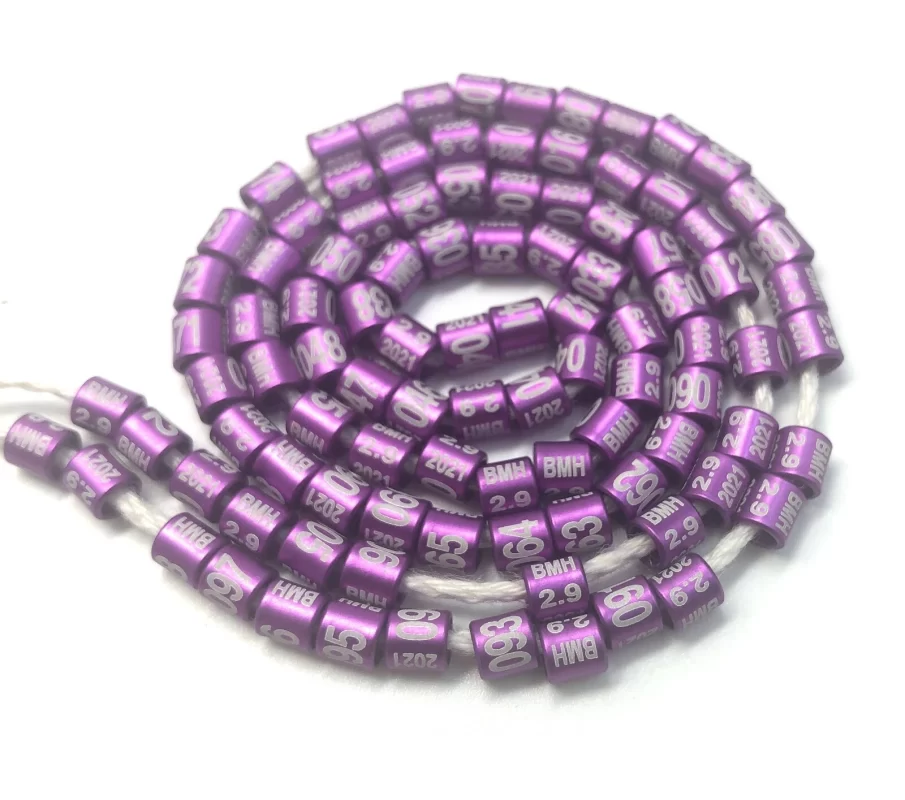 ANILLAS ADICIONES FEDERADAS CON NUMERO CRIADOR AÑO 2027 COLOR MORADO (A.O.O.)